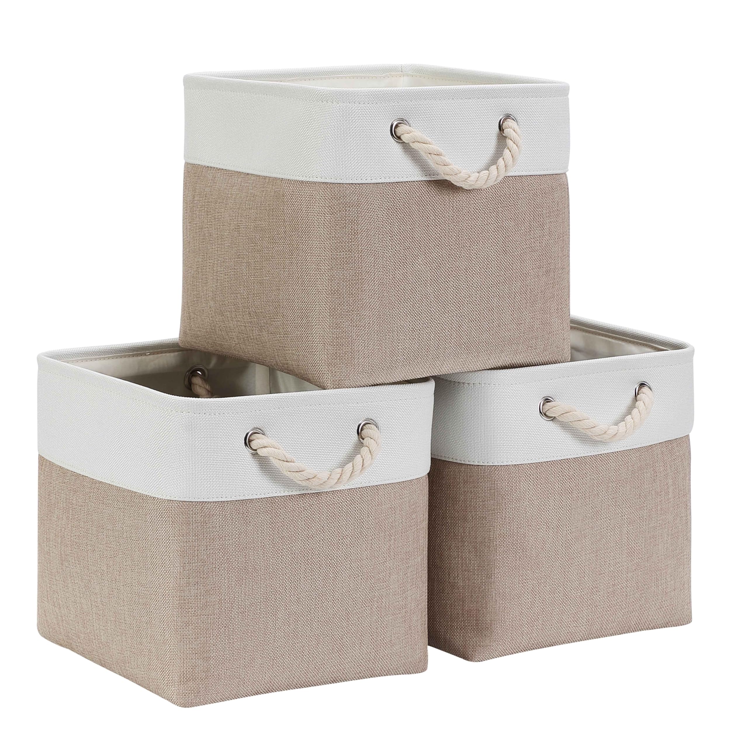 Mangata Fabric Cube Storage Boxes – 25cm Collapsible Baskets, 3 Pack