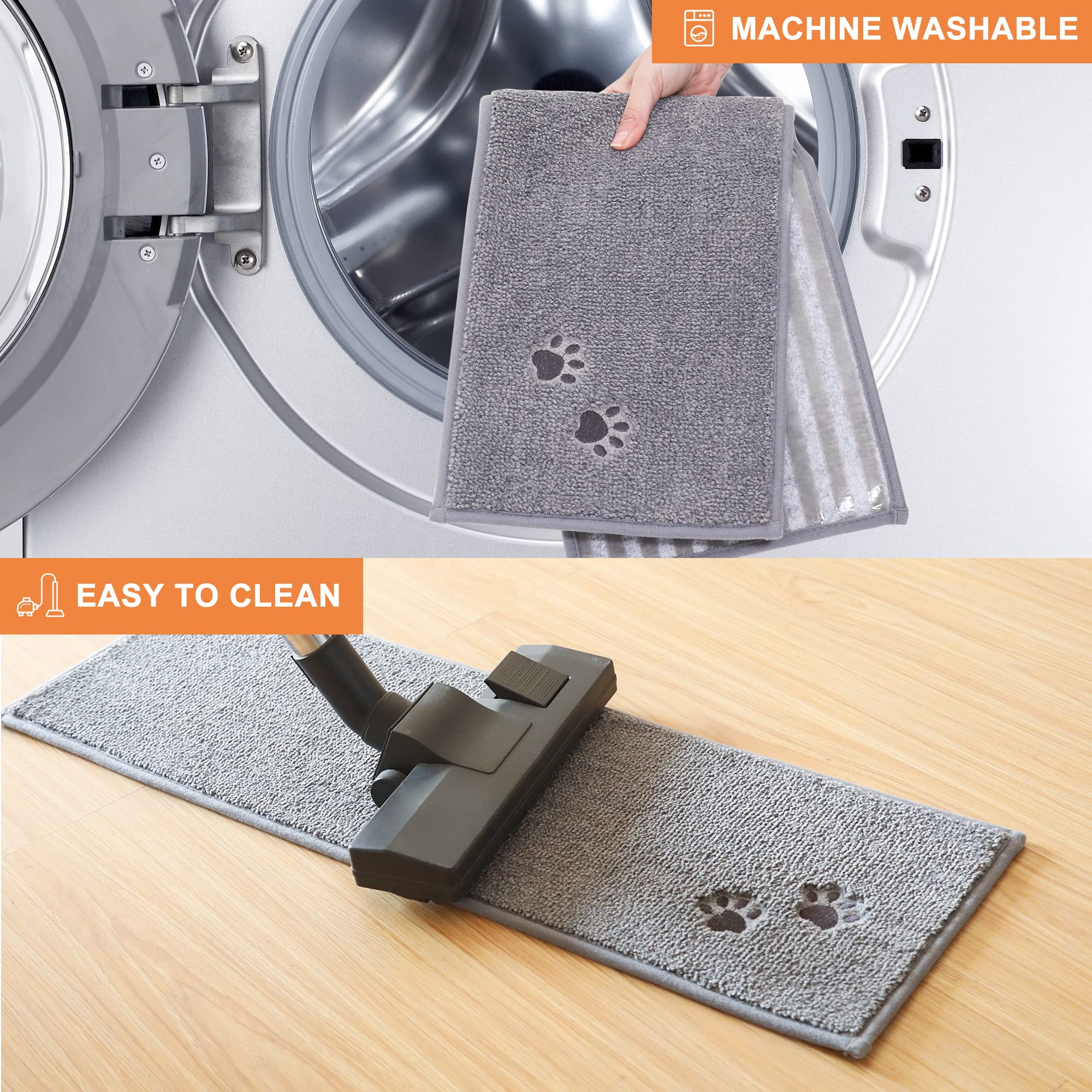 BEQHAUSE Non-Slip Stair Treads - Washable Grey Carpet Runner, 15pcs