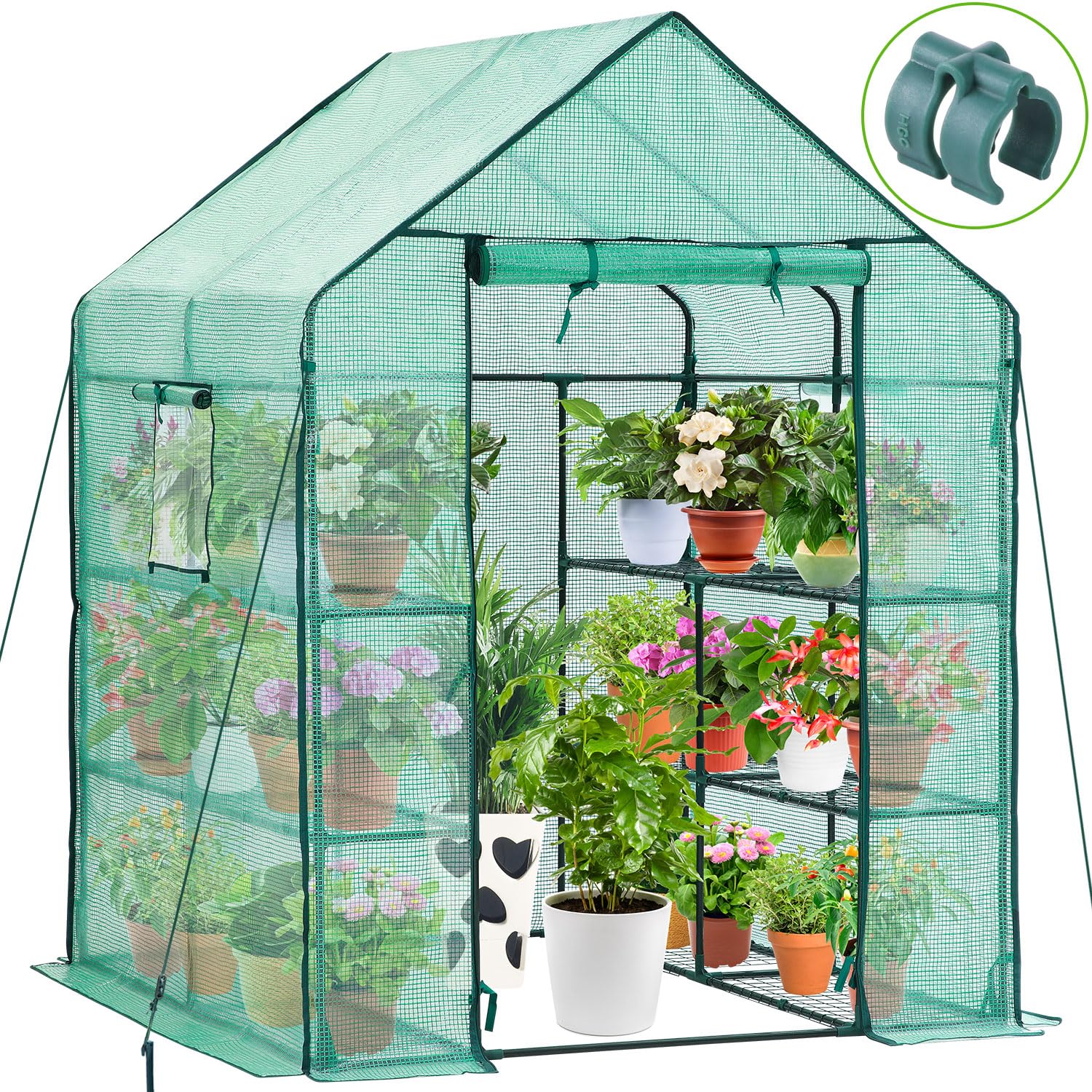 Ohuhu Walk-in Greenhouse – 3 Tiers 12 Shelves Heavy Duty Growhouse