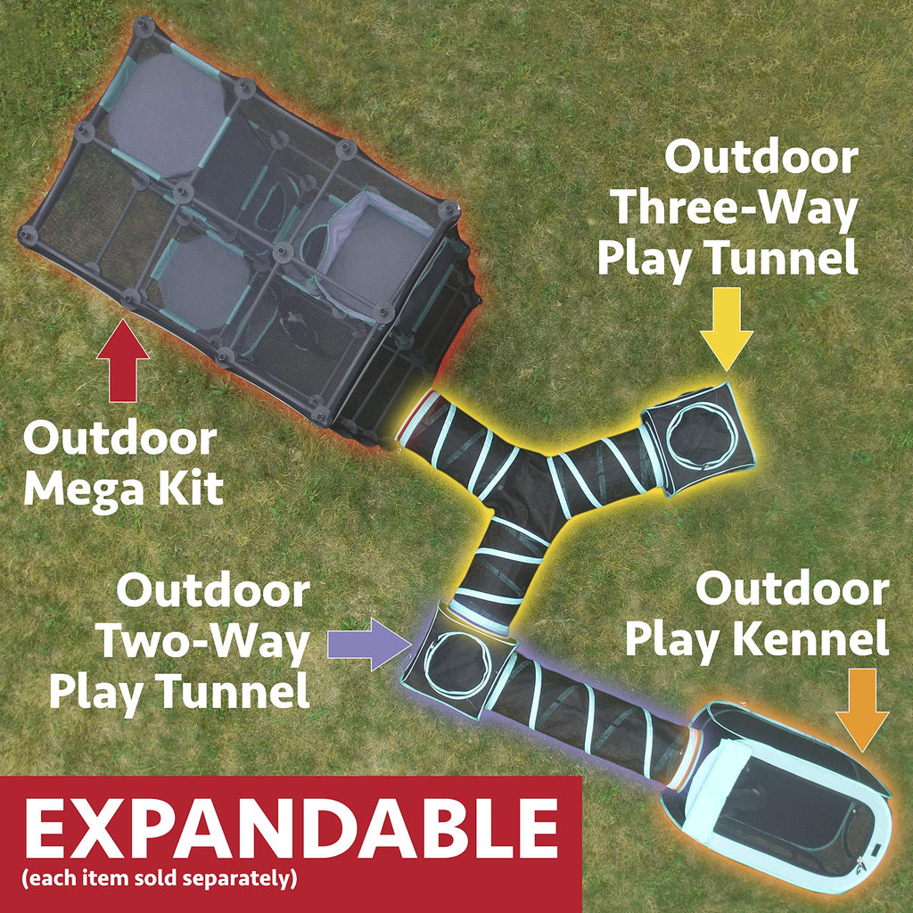 Kitty City Outdoor Catio Mega Kit – Mesh Cat Kennel with 10' Tunnels