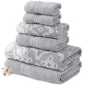 Modern Threads 6-Piece Cotton Towel Set | Charlize Jacquard – Stone