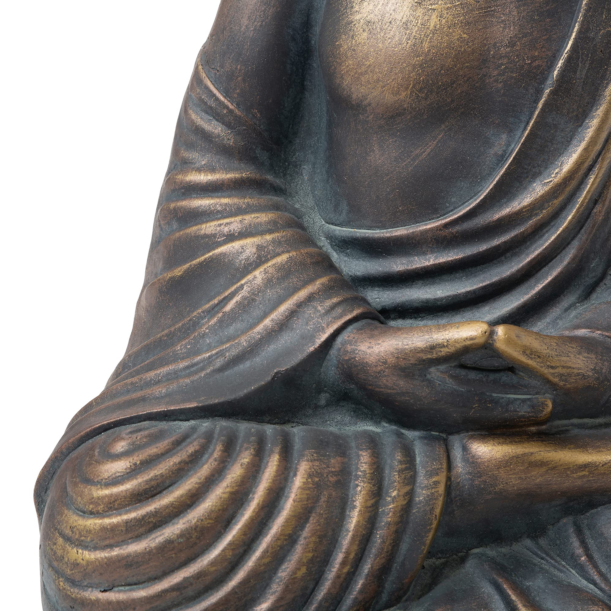 Glitzhome 19" Meditating Buddha Statue | Bronze Finish Garden Decor