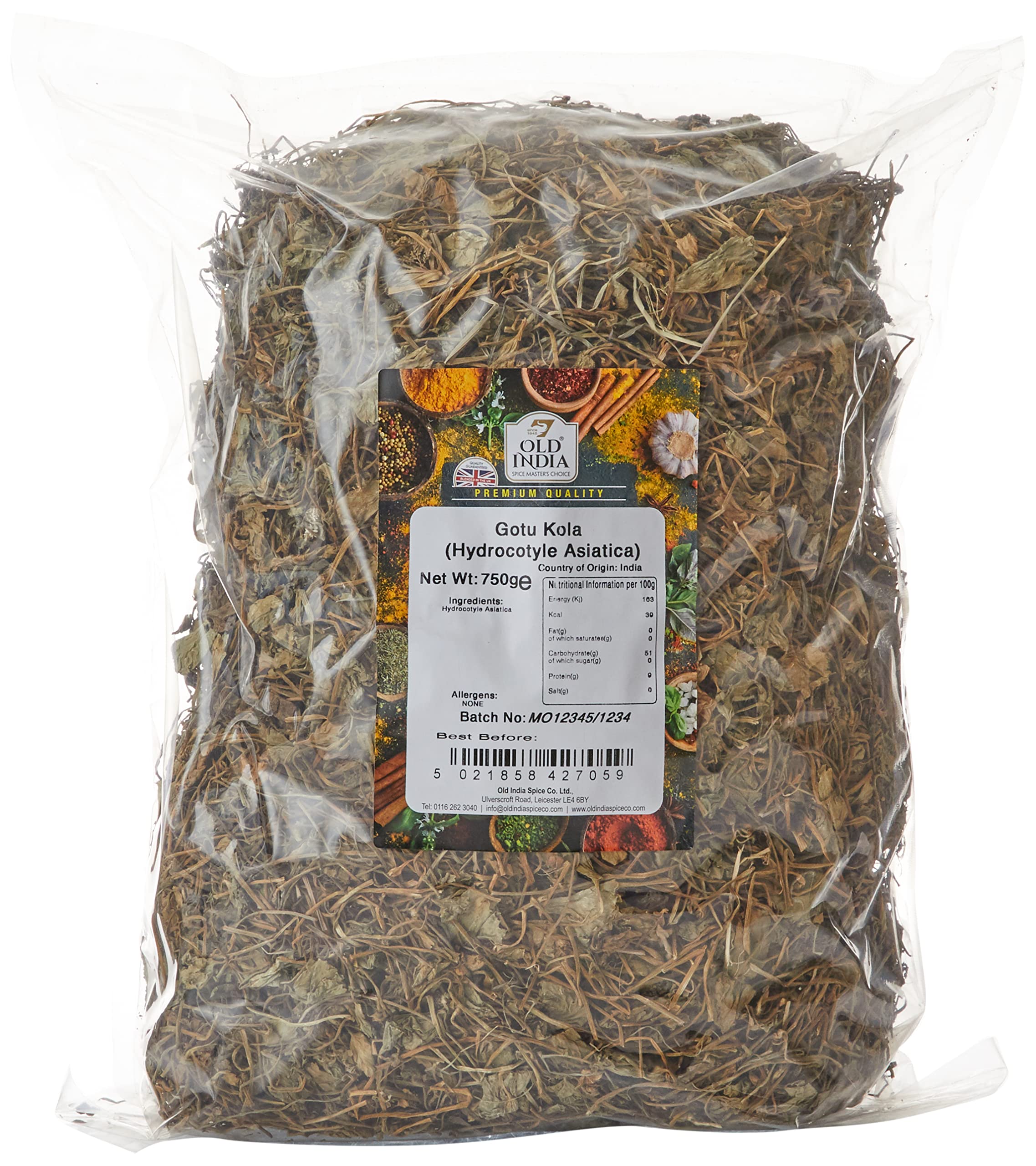 Old India Gotu Kola (Hydrocotyle Asiatica) Bulk Herbal Supplement - 750g