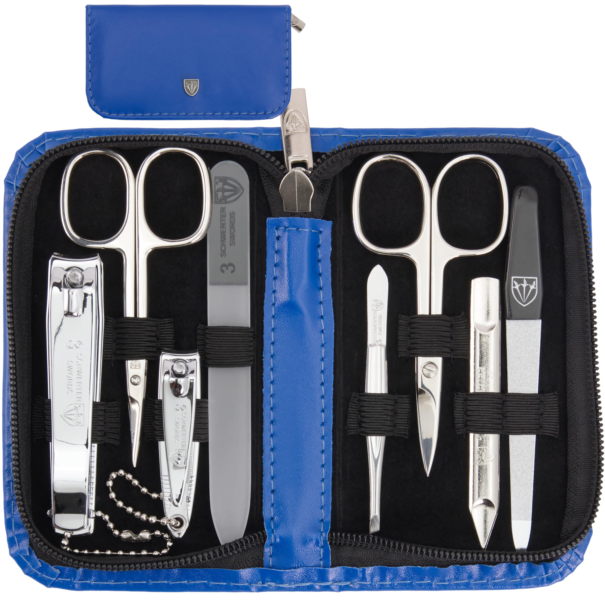 3 Swords Germany 8-Piece Manicure Pedicure Kit | Black Leather Case