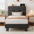 Feonase Single Upholstered Platform Bed with Charging Storage Headboard