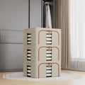 3Pcs Clothes Storage Bin,24L Beige Cloth Storage Box with Metal Frame,Foldable Fabric Bin Organizer for Clothes,Stackable Openings Cloth Storage Bin - image 1