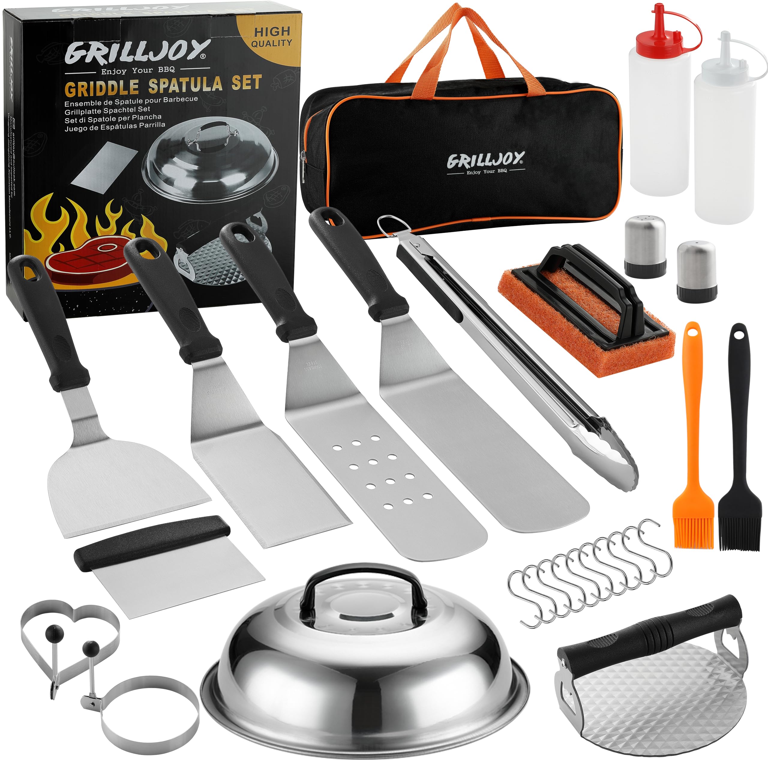 grilljoy 28-Piece Griddle Accessories Kit with Smash Burger Press