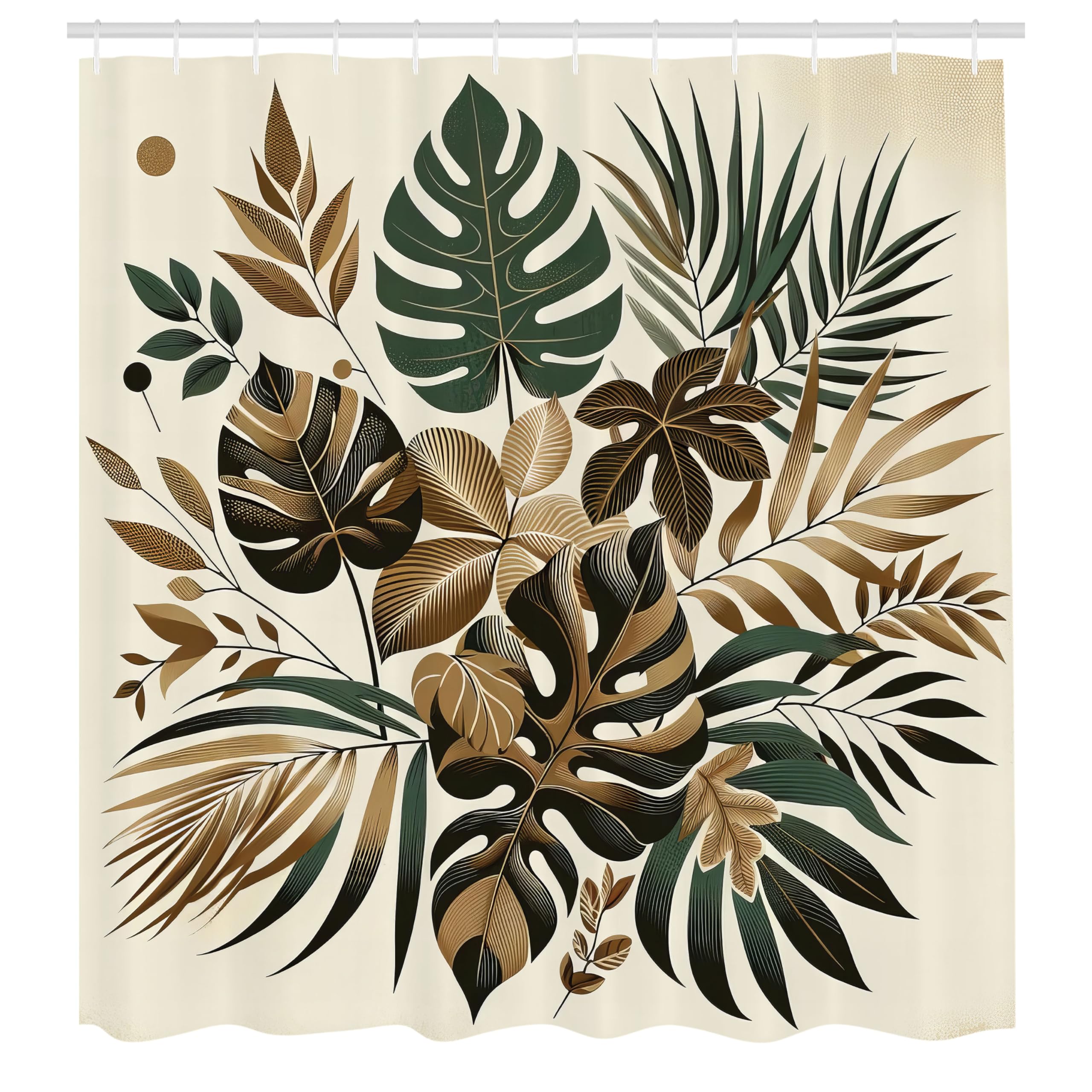 Abakuhaus Exotic Retro Leaves Shower Curtain – Waterproof Turkish Fabric