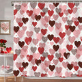 MEHOFOND Valentines Shower Curtain | Red Pink Hearts Polyester Fabric