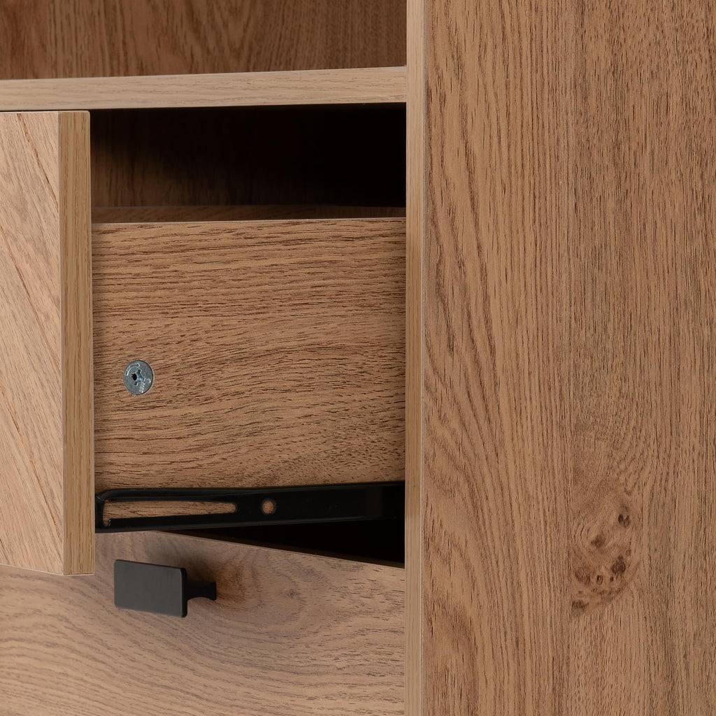 Seconique Leon 2 Drawer 2 Shelf Cabinet in Medium Oak Effect - image 5