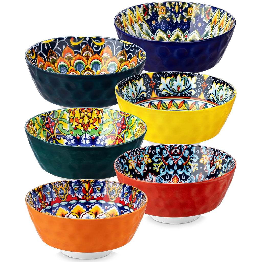 vancasso SIMI Ceramic Cereal Bowls Set of 6 | 26 oz Boho Soup Bowls