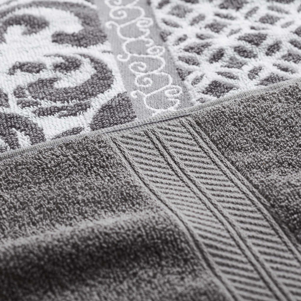 Modern Threads 6-Piece Jacquard Cotton Towel Set – Trefoil Filigree