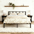 MOFLUT King Size Metal Bed Frame with Headboard and Storage – Black