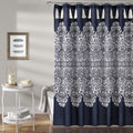 Lush Decor Navy Boho Medallion Fabric Shower Curtain with Tassels