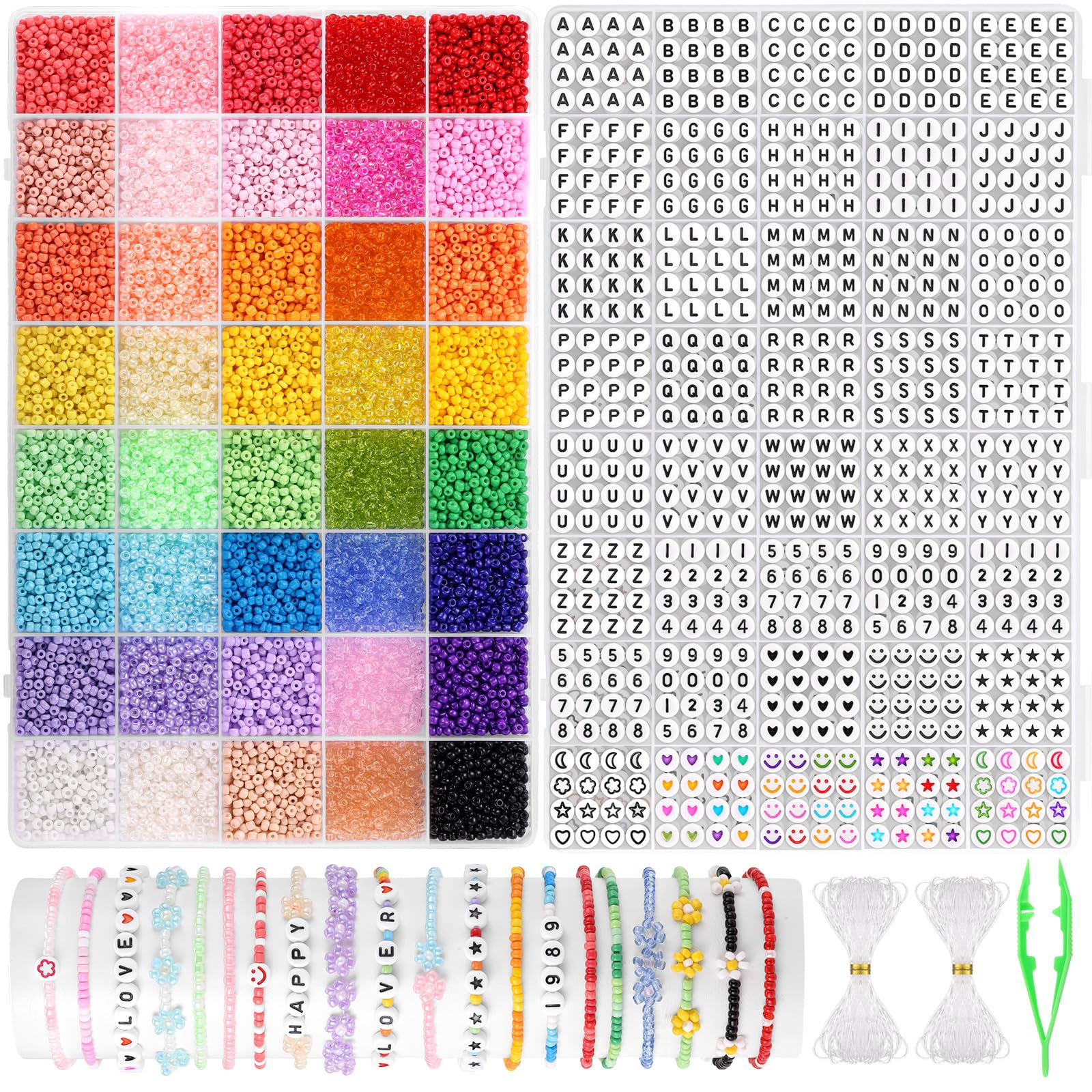 Funtopia 12000pcs Seed Beads Bracelet Making Kit | 40 Colors Glass DIY Set