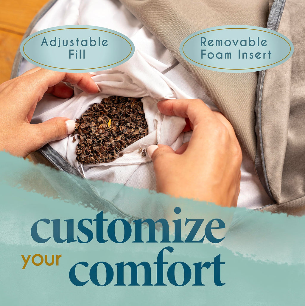 Florensi Meditation Cushion | Velvet Buckwheat Floor Pillow with Lavender