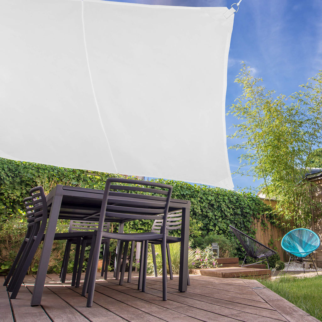 Relaxdays Square Shade Sail – 3x3m Water-Repellent UV Canopy, White
