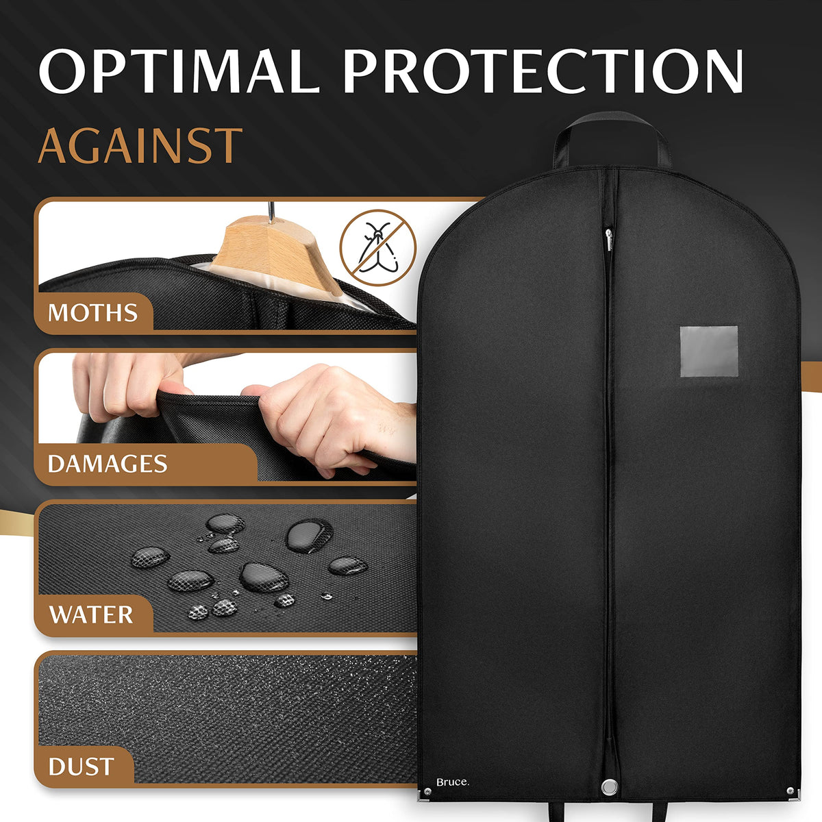 Bruce.® 5x Garment Bags 100x60 cm – Black - image 2