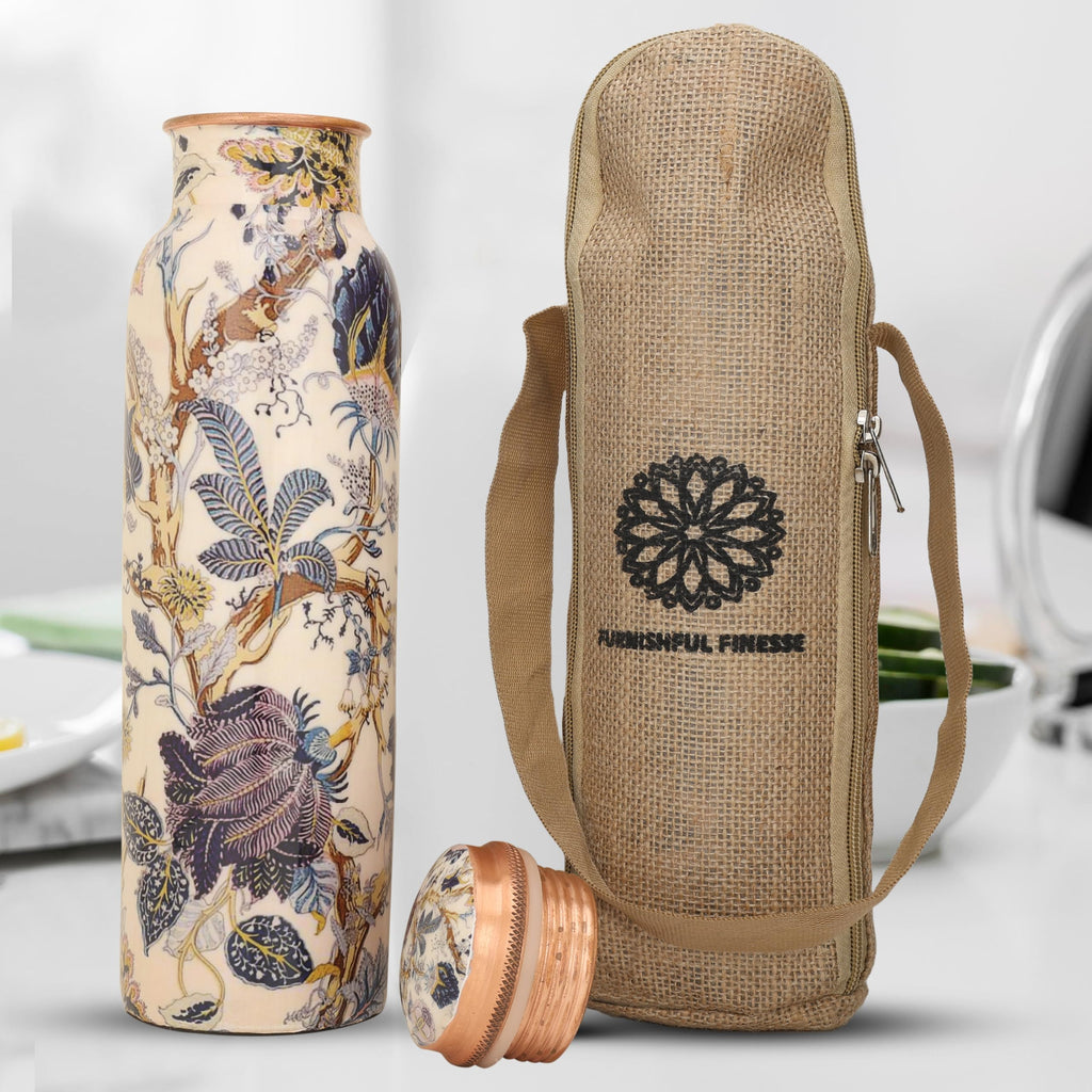 Jolof Store Pure Copper Water Bottle | 34oz Handcrafted Ayurvedic Vessel