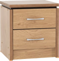 Seconique Charles 2 Drawer Bedside Table – Oak Effect & Walnut Trim