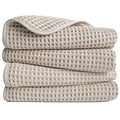 Polyte Microfiber Hand Towels | 4 Pack Waffle Weave Quick Dry – Beige