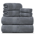 Cotton Bay 6-Piece Towel Set | 100% Cotton Ultra-Soft Bath Towels - Grey