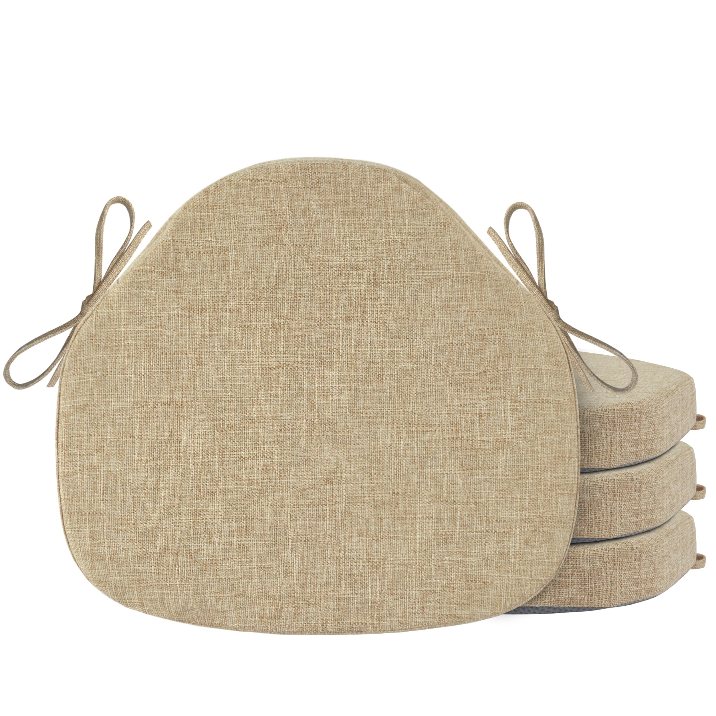 OVOV Windsor Chair Cushions Set of 4 – Non-Slip Linen Dining Seat Pads