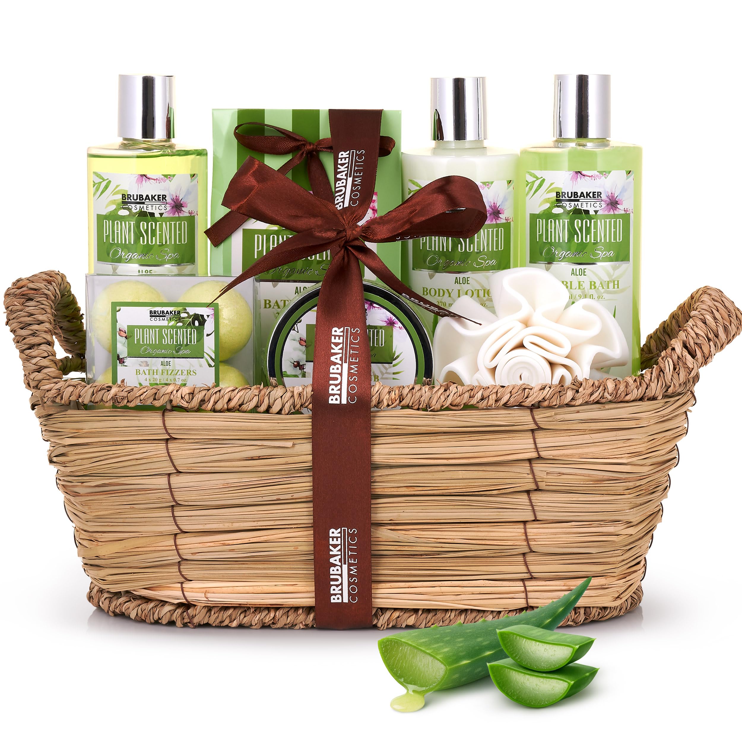BRUBAKER Aloe Vera Bath and Shower Set – 11-Piece Spa Gift Basket