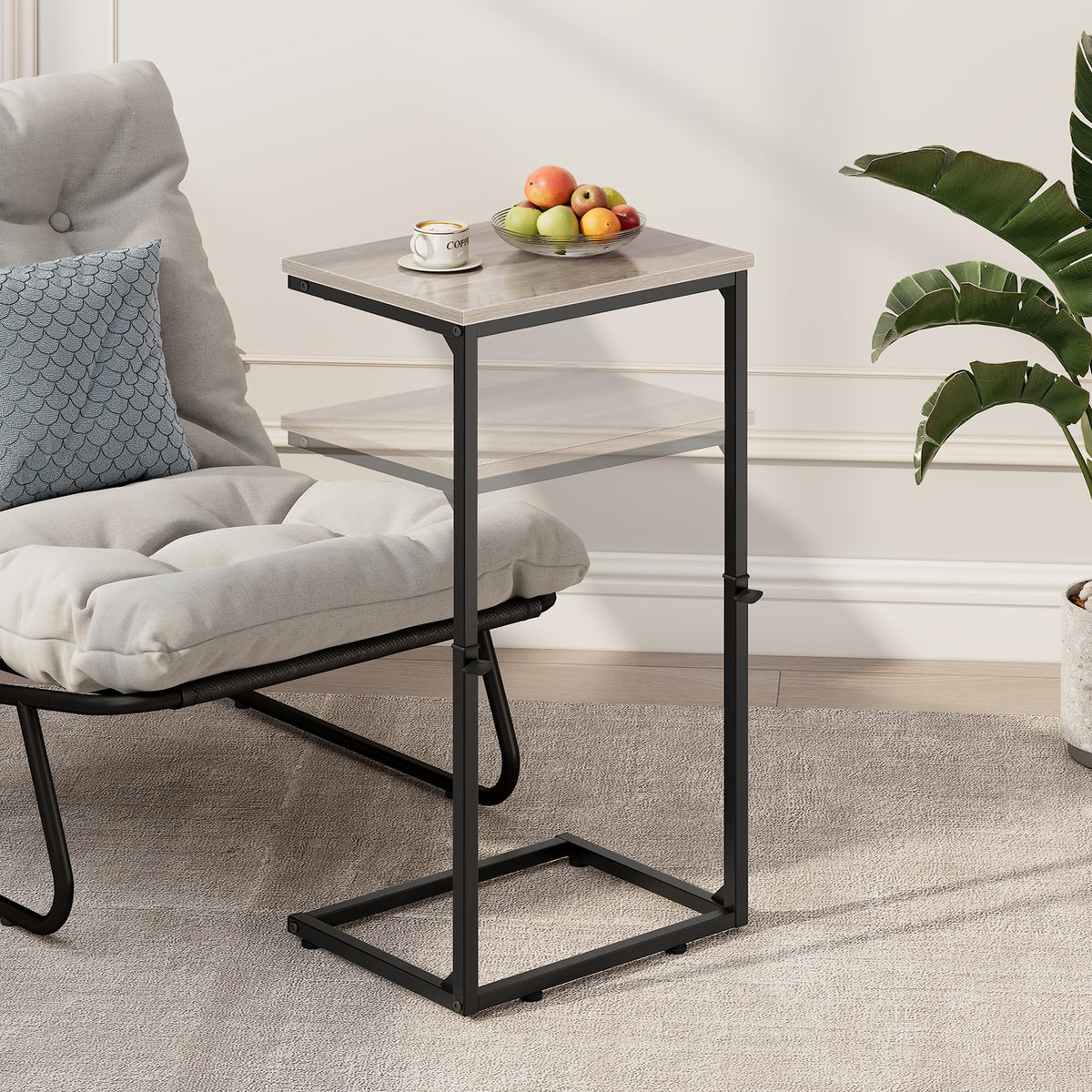 Vagusicc C-Shaped Side Table, Adjustable Height 45-85cm Sofa Side Tables, Small Side Table for Small Spaces - image 5