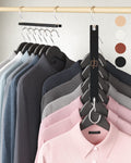 MORALVE Space Saving Hangers for Wardrobe – 4 Pack European Beechwood 6-Tier Shirt Organiser with 360° Swivel Hook - image 1