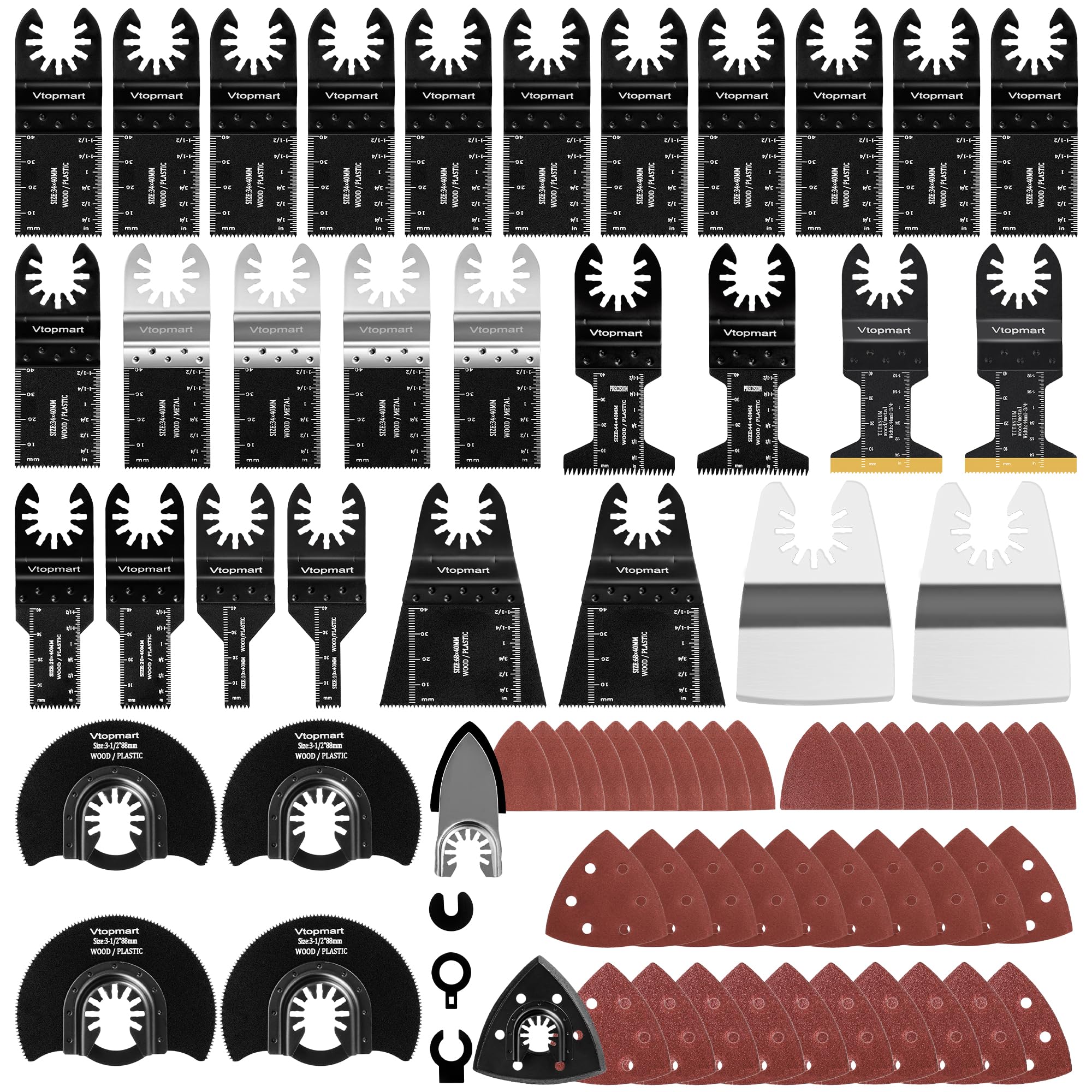 Vtopmart 114 Pcs Oscillating Multitool Blade Kit for Wood & Metal