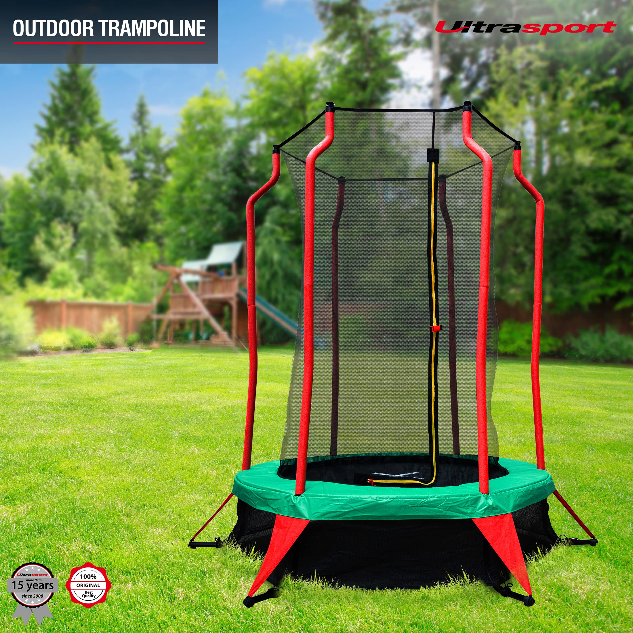Ultrasport Happy Jump Mini Toddler Trampoline with Safety Net – 140 cm