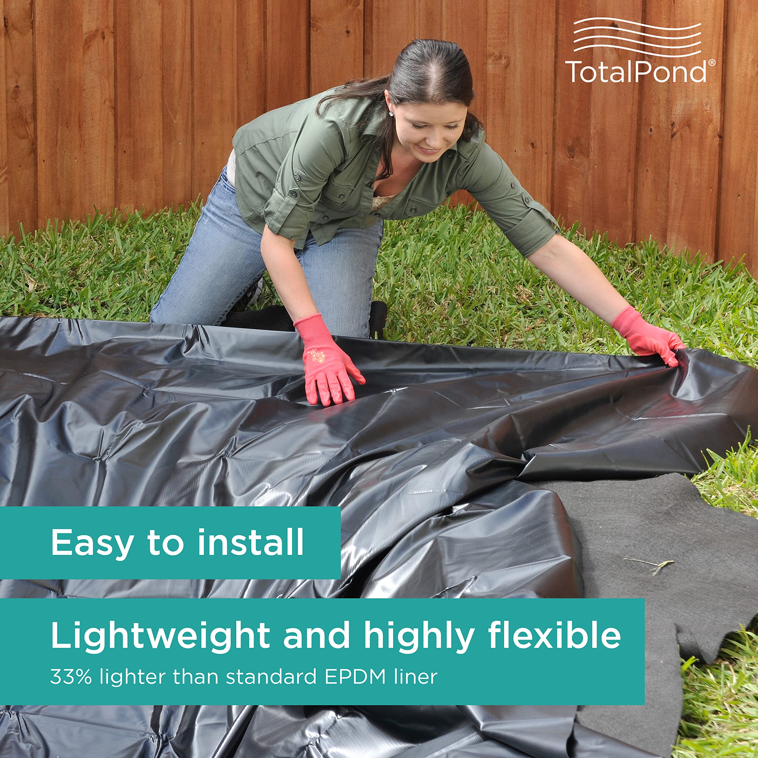 TotalPond 7' x 10' PVC Pond Liner – 14.5 Mil Reinforced Mesh, 200 Gallon