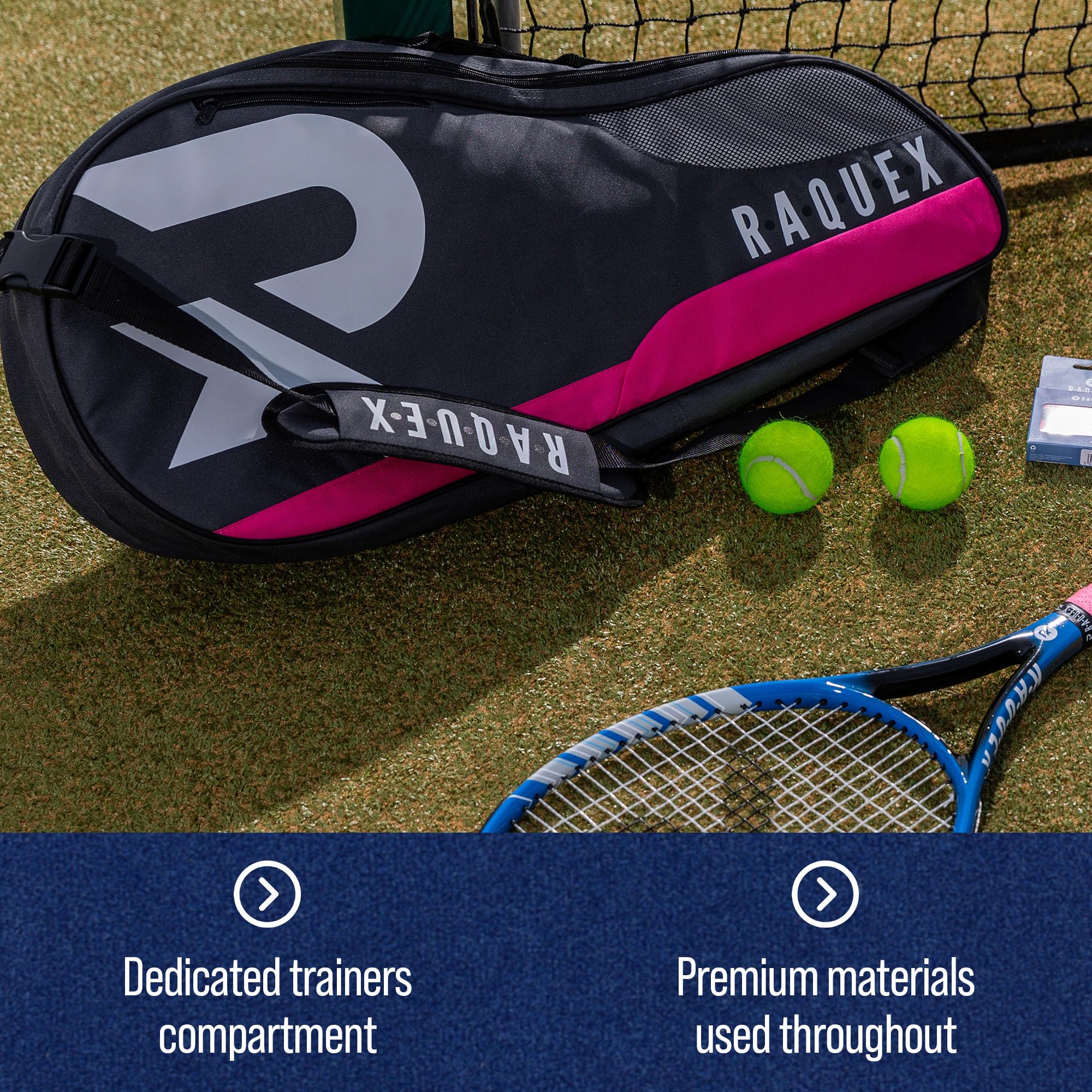 Raquex Tennis Bag – 6 Racket Storage with Shoe Compartment – Blue