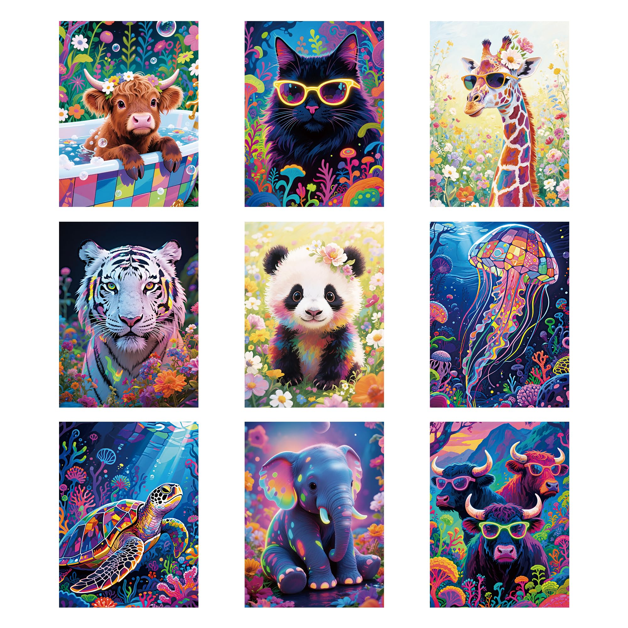 MICHIHOMIE 9 Pack Animal Diamond Painting Kits - 5D Full Drill DIY Art