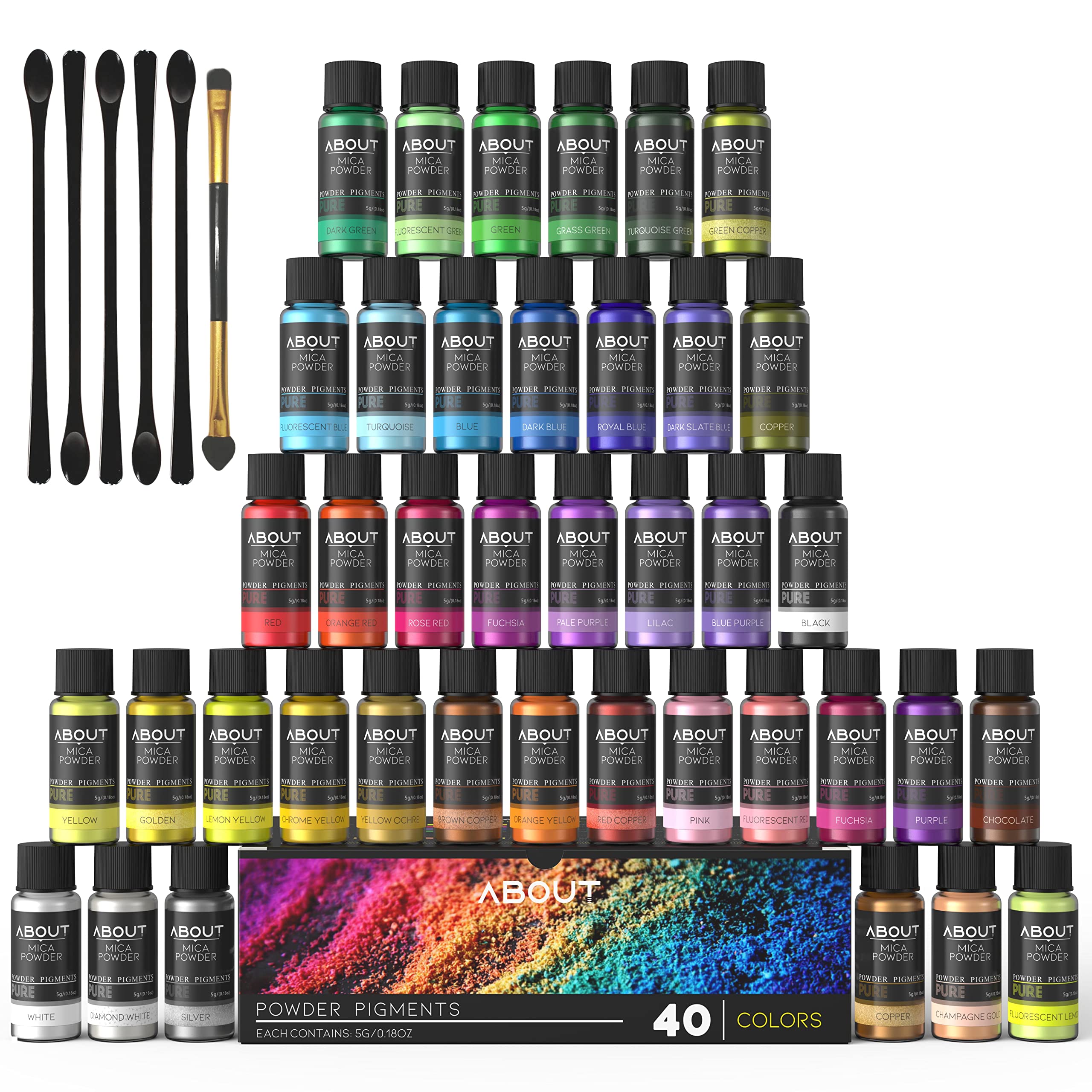 Mica Powder - 40 Colors Natural Pigment for Epoxy Resin