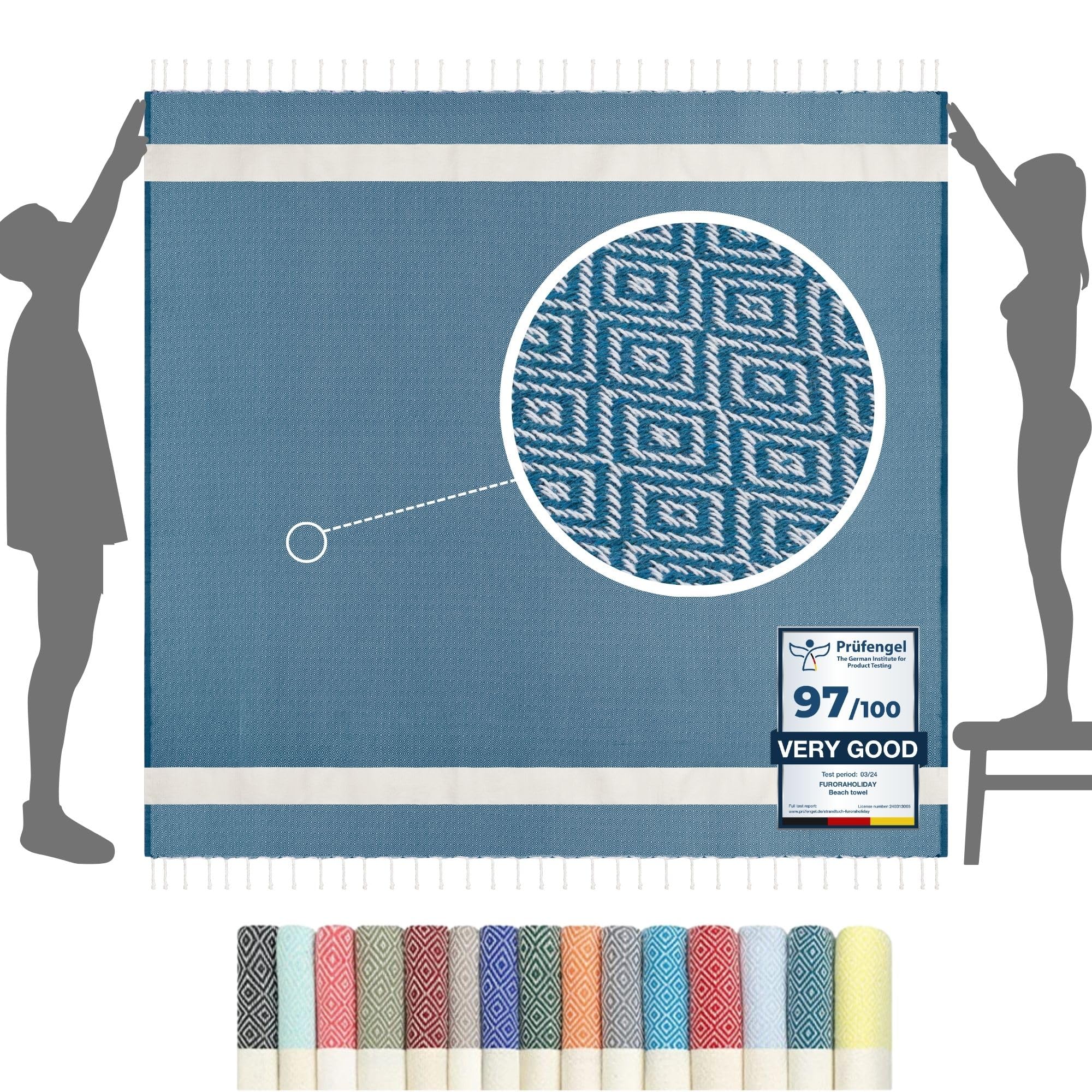 furora HOLIDAY XXL Turkish Beach Towel - 200x200cm Cotton Picnic Blanket