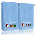 Snowman Christmas Hand Towels | 100% Cotton Blue Set of 2