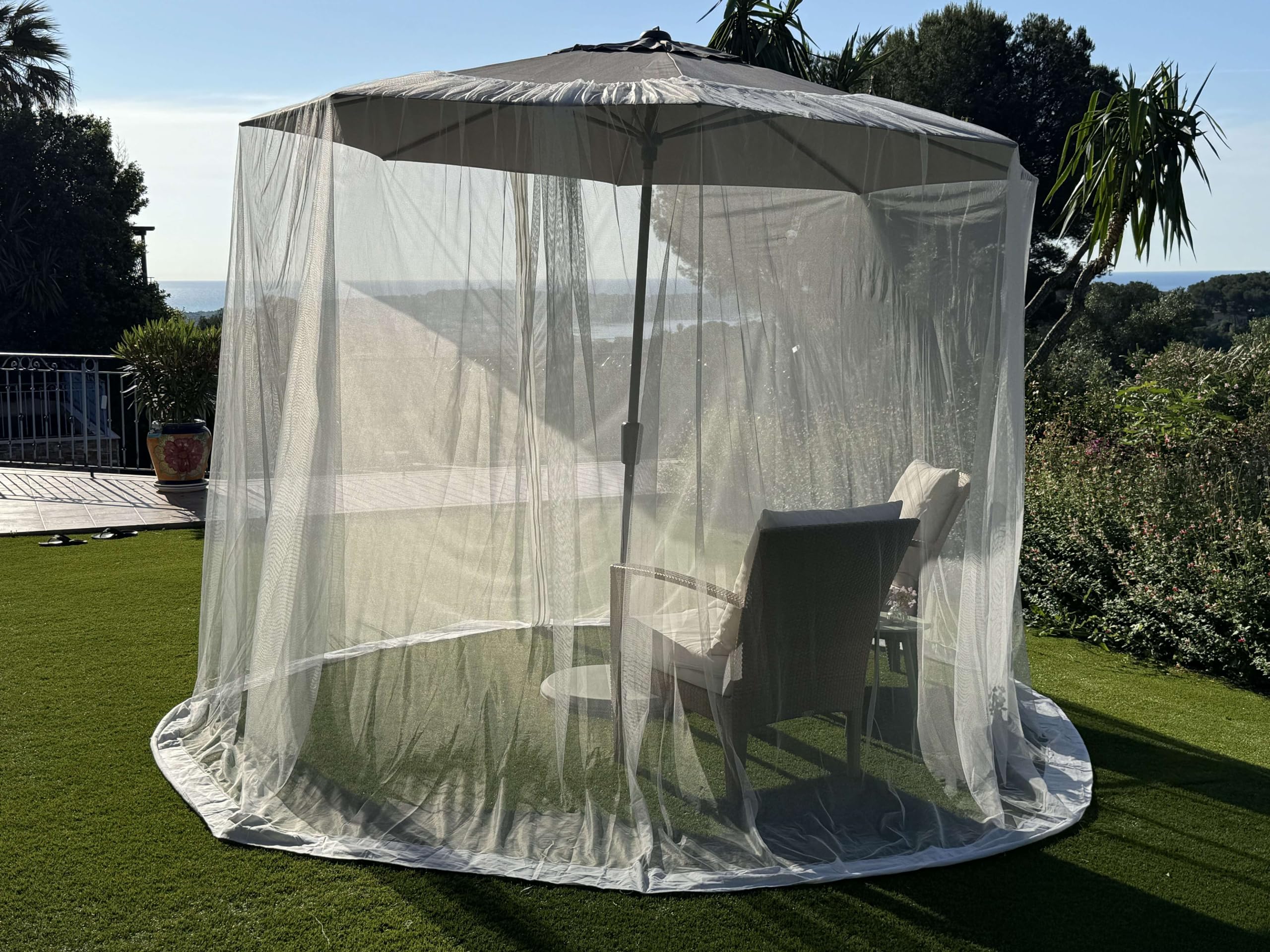 Jolof Store Patio Umbrella Mosquito Net – 7.5-8.5 FT Heavy Duty Mesh