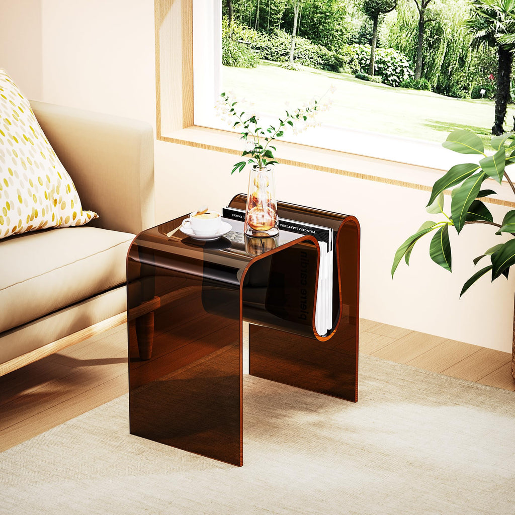 solaround Acrylic Side Table, Wavy Design Decor, 45 x 30 x 45 cm, Dark Brown - image 4