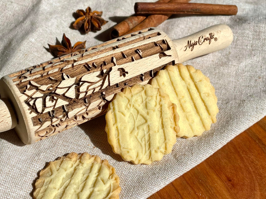 3-Piece Mini Embossed Rolling Pin Set – Laser Cut Beech Wood
