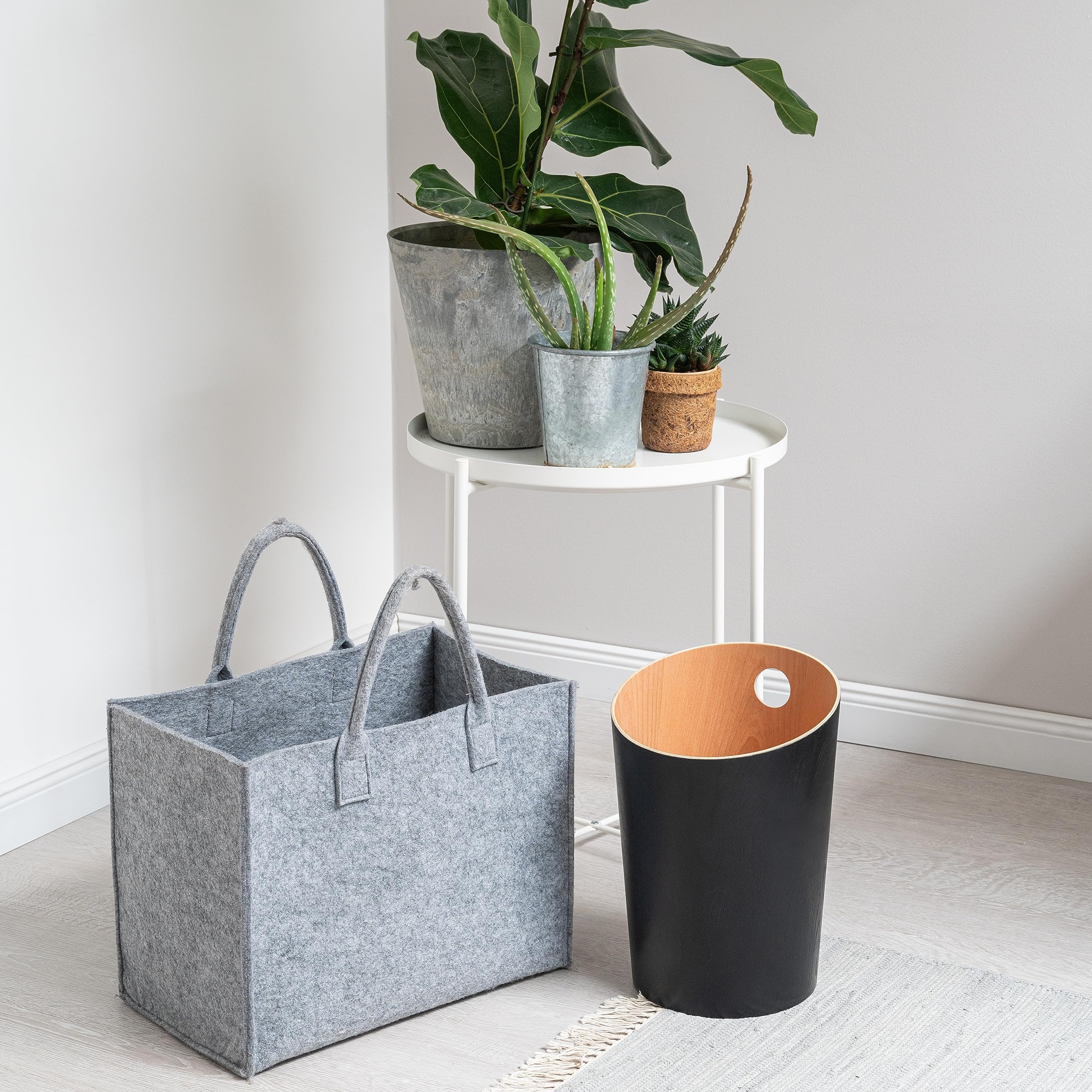 Kazai Bennet Real Wood Veneer Paper Bin – Oak Minimalist Waste Basket