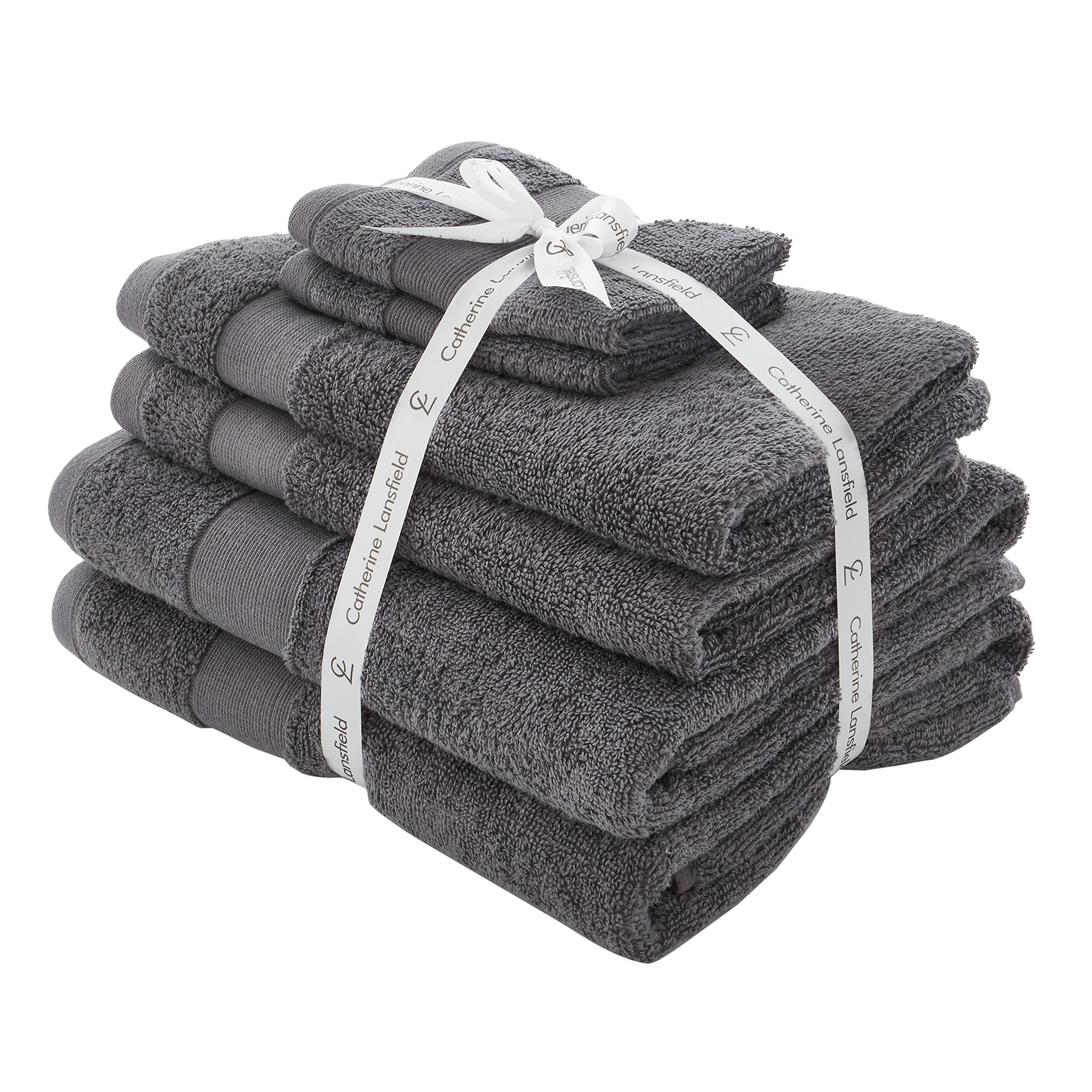 Catherine Lansfield 6 Piece Cotton Towel Bale - Charcoal Antibacterial
