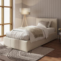 GFW Fabric Ottoman Storage Bed | Gas Side Lift | Natural, 3ft Single