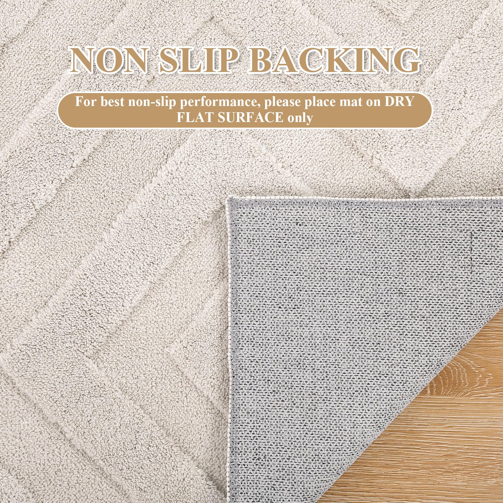 Enyhom Machine Washable Geometric Area Rug | Non-Slip Cream Carpet