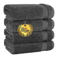 Jolof Store Turkish Cotton Hand Towels | 4-Piece Set, 600 GSM Dark Gray
