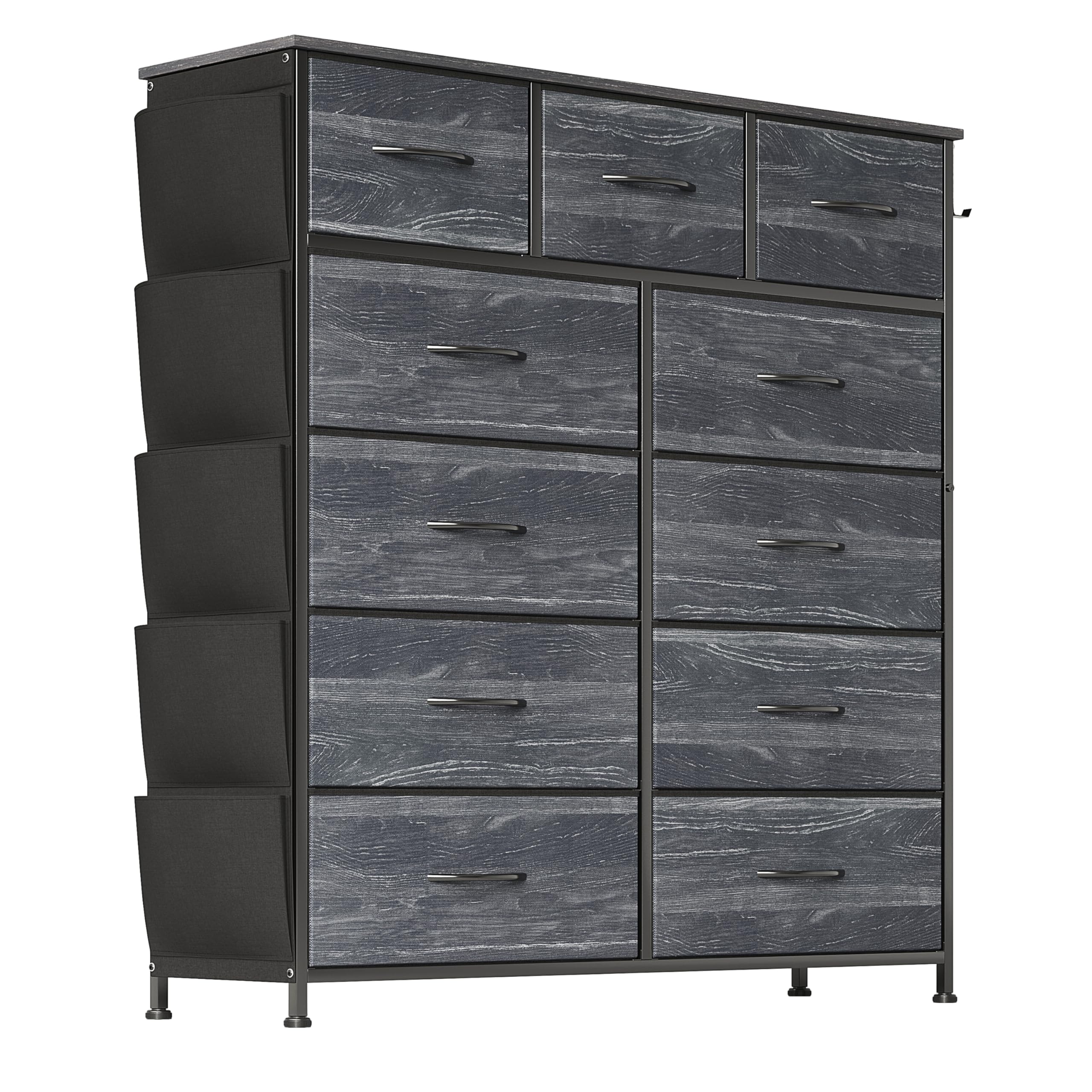Flrrtenv 11 Drawer Fabric Dresser | Tall Storage Chest with Side Pockets