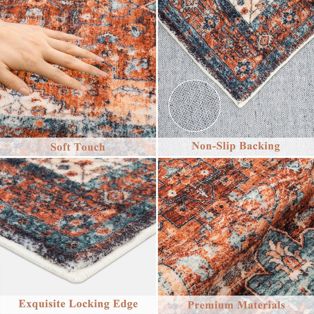 SHACOS Boho Hallway Runner Rug – 60x245cm Non-Slip Washable Vintage Red