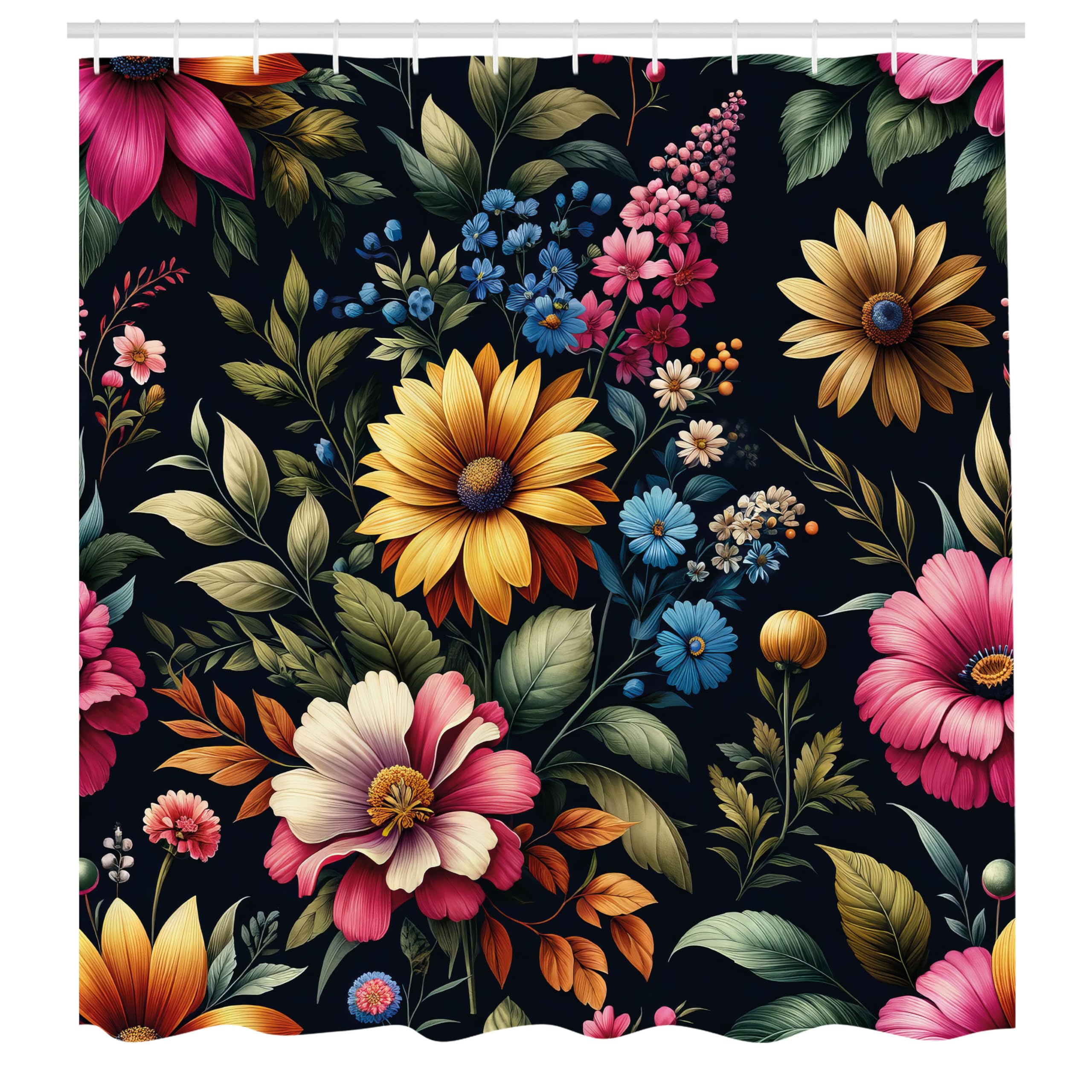 Abakuhaus Jungle Boho Shower Curtain | Waterproof Fabric - Anthracite Grey