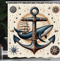 Abakuhaus Nautical Fabric Shower Curtain | Mandala Marine Decor | 175x200cm